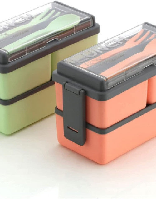 3 Compartment Lunch Box with 1 Spoon and 1 Fork