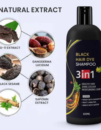 ORIGINAL 3-IN-1 BLACK HAIR DYE SHAMPOO (AYURVEDIC NO SIDE EFFECT)
