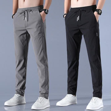 (Pack of 2) Men’s Lycra Stretchable Track Pants | Regular Fit with Drawstring & Zipper Pockets, Quick-Dry | Ideal for Everyday Casual Use, Sportswear | Pack of 2