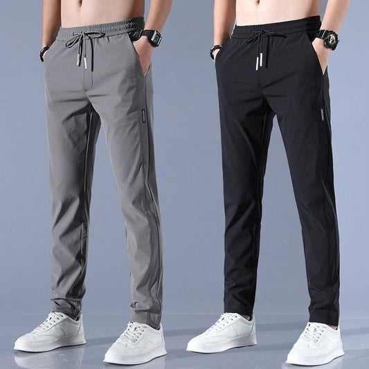 (Pack of 2) Men’s Lycra Stretchable Track Pants | Regular Fit with Drawstring & Zipper Pockets, Quick-Dry | Ideal for Everyday Casual Use, Sportswear | Pack of 2